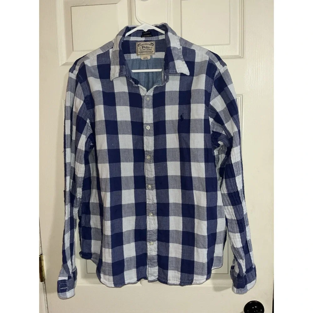 Polo Ralph Lauren‎ shirt mens 2xl Authentic Denim Goods Long Sleeve Plaid